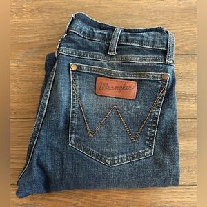 Wrangler Retro Slim Bootcut Dark Blue Denim Jeans Size 31x34 Gently Worn
